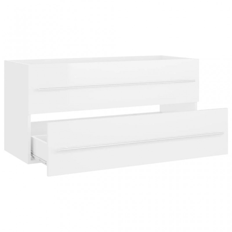 2 Piece Bathroom Furniture Set High Gloss White Engineered Wood 2 Piece Bathroom Furniture Set High Gloss White Engineered Wood