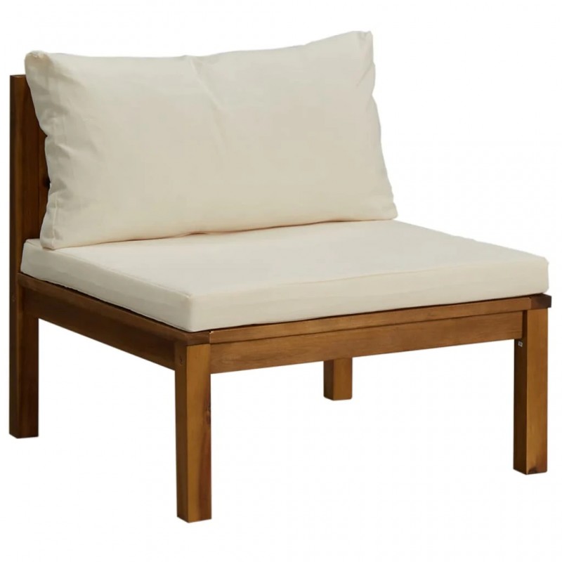3-Seater Garden Sofa with Cream Cushion Solid Acacia Wood 3-Seater Garden Sofa with Cream Cushion Solid Acacia Wood