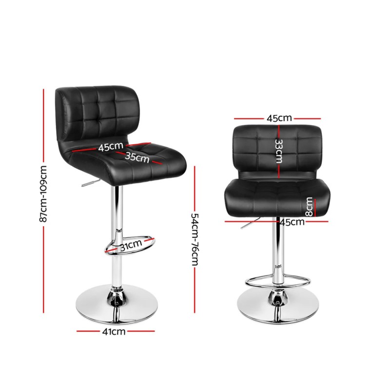 Artiss 4x Bar Stools Gas Lift Leather Padded Black Artiss 4x Bar Stools Gas Lift Leather Padded Black