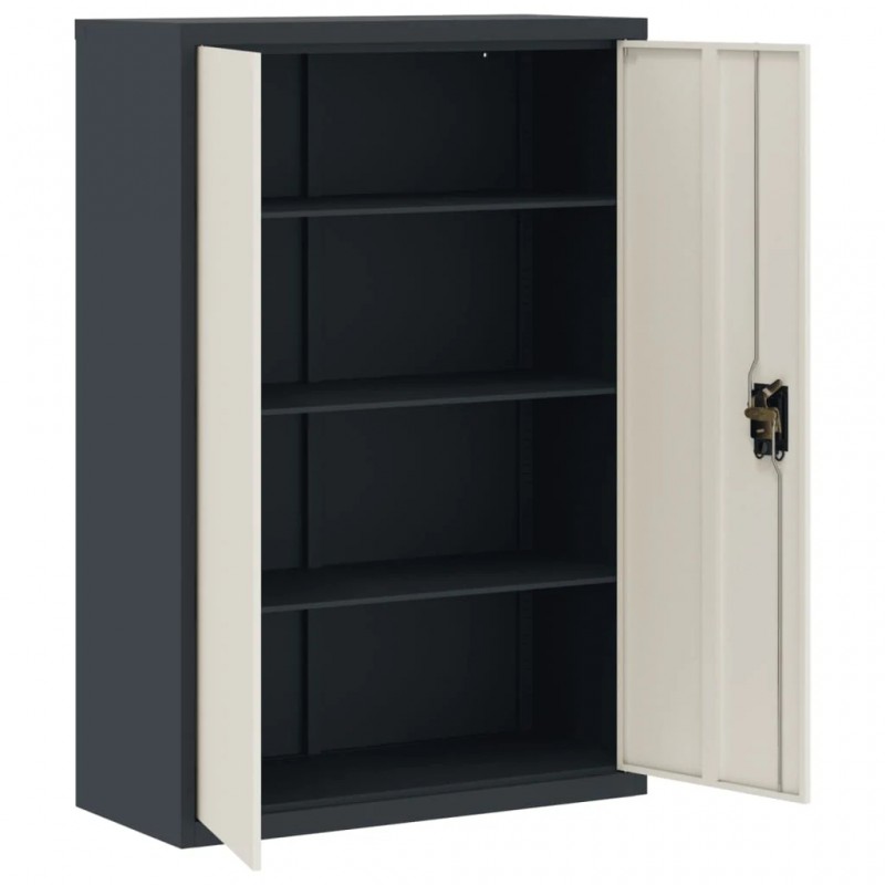 File Cabinet Anthracite and White 90x40x140 cm Steel File Cabinet Anthracite and White 90x40x140 cm Steel