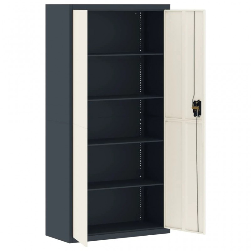 File Cabinet Anthracite and White 90x40x180 cm Steel File Cabinet Anthracite and White 90x40x180 cm Steel