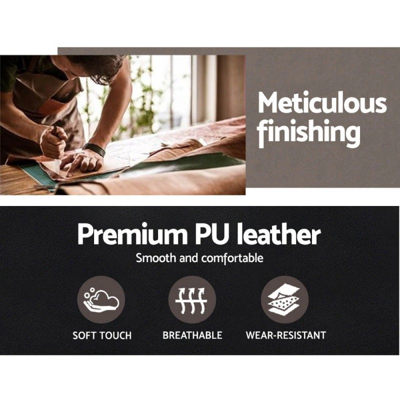 Artiss Wooden Office Chair Leather Seat Black Artiss Wooden Office Chair Leather Seat Black