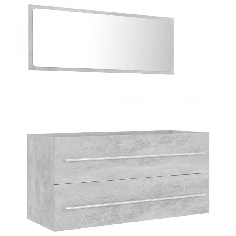 2 Piece Bathroom Furniture Set Concrete Grey Engineered Wood 2 Piece Bathroom Furniture Set Concrete Grey Engineered Wood