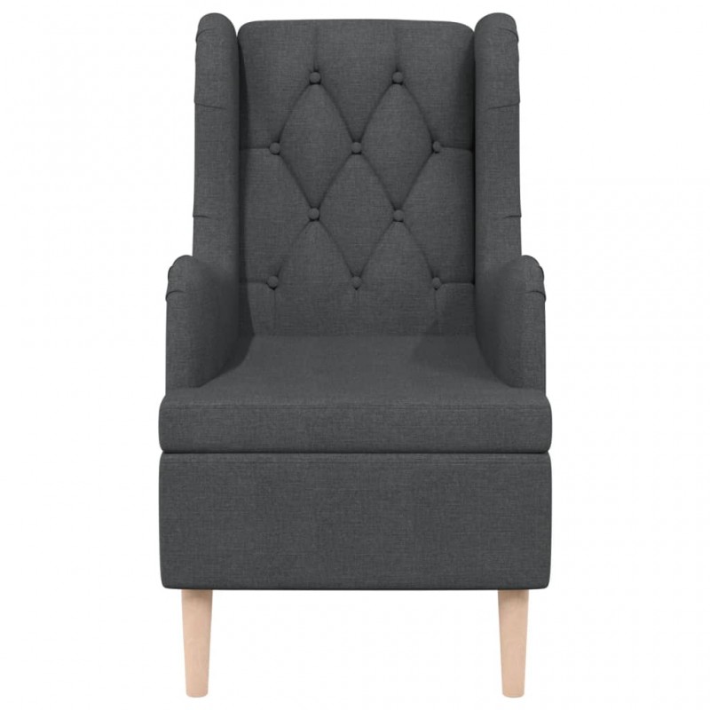 Armchair with Solid Rubber Wood Feet Dark Grey Fabric Armchair with Solid Rubber Wood Feet Dark Grey Fabric
