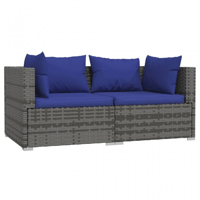 2-Seater Sofa with Cushions Grey Poly Rattan 2-Seater Sofa with Cushions Grey Poly Rattan
