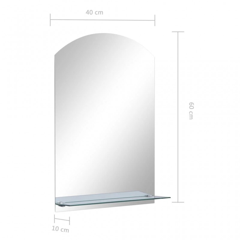 Wall Mirror with Shelf 40x60 cm Tempered Glass Wall Mirror with Shelf 40x60 cm Tempered Glass