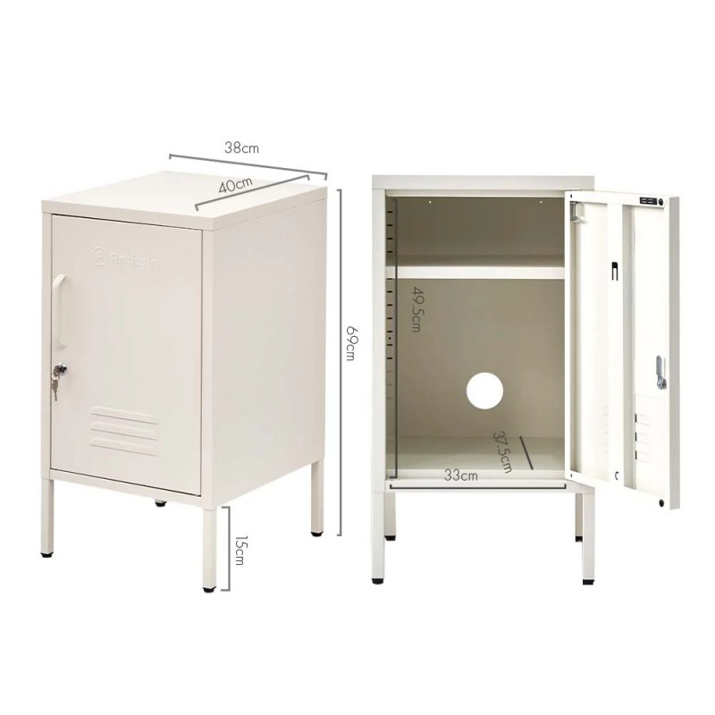 ArtissIn Bedside Table Metal Cabinet - MINI White ArtissIn Bedside Table Metal Cabinet - MINI White