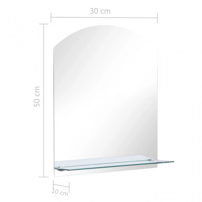 Wall Mirror with Shelf 30x50 cm Tempered Glass Wall Mirror with Shelf 30x50 cm Tempered Glass