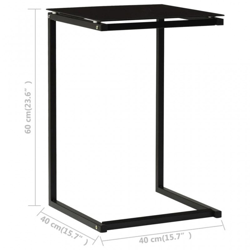 Side Table Black 40x40x60 cm Tempered Glass Side Table Black 40x40x60 cm Tempered Glass