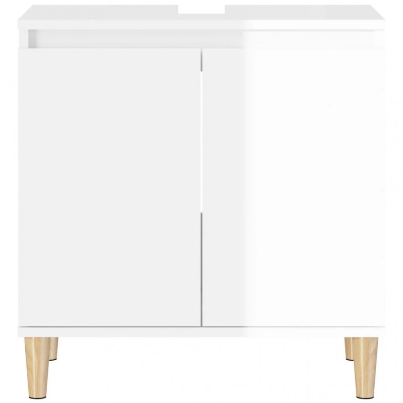 Sink Cabinet High Gloss White 58x33x60 cm Engineered Wood Sink Cabinet High Gloss White 58x33x60 cm Engineered Wood