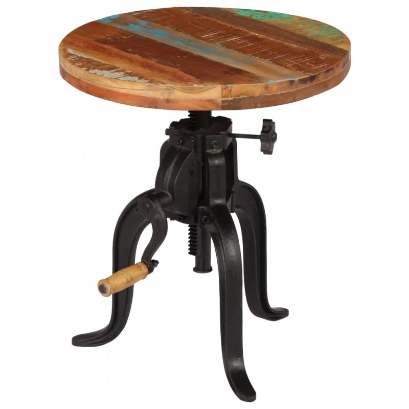 Side Table 45x(45-62) cm Solid Reclaimed Wood and Cast Iron Side Table 45x(45-62) cm Solid Reclaimed Wood and Cast Iron