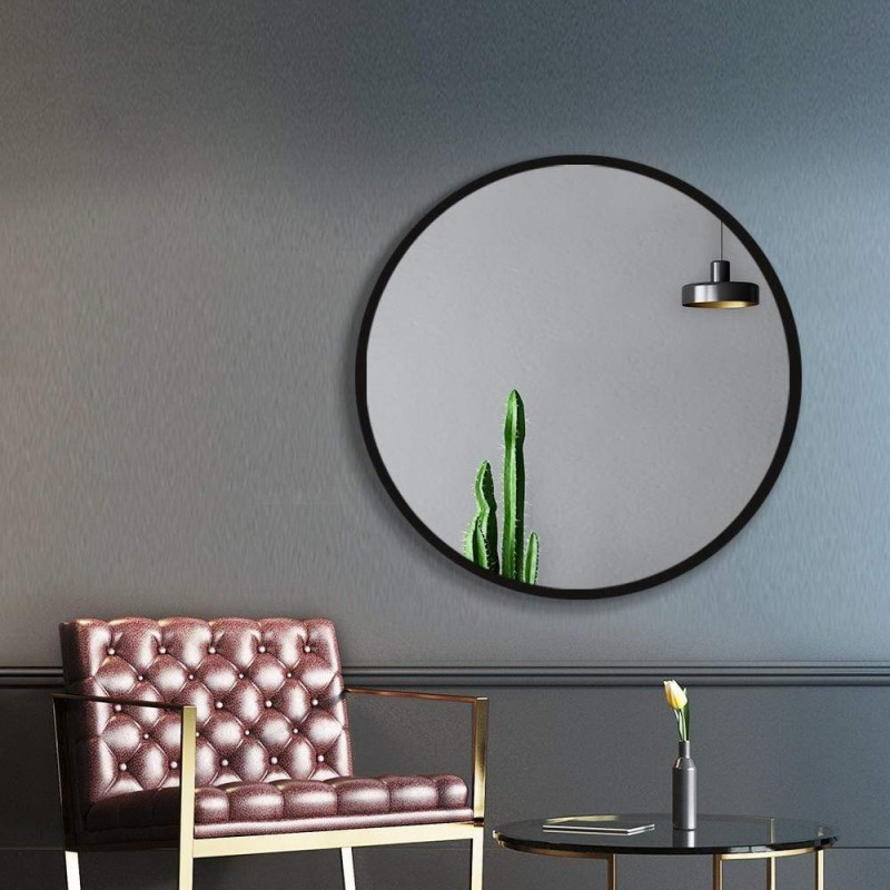 Embellir Wall Mirror Makeup 50cm Home Decor Framed Mirrors Bathroom Round Black Embellir Wall Mirror Makeup 50cm Home Decor Framed Mirrors Bathroom Round Black