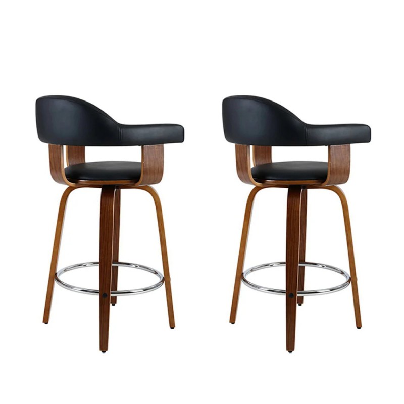 Artiss 2x Bar Stools Leather Seat Wooden Legs Artiss 2x Bar Stools Leather Seat Wooden Legs