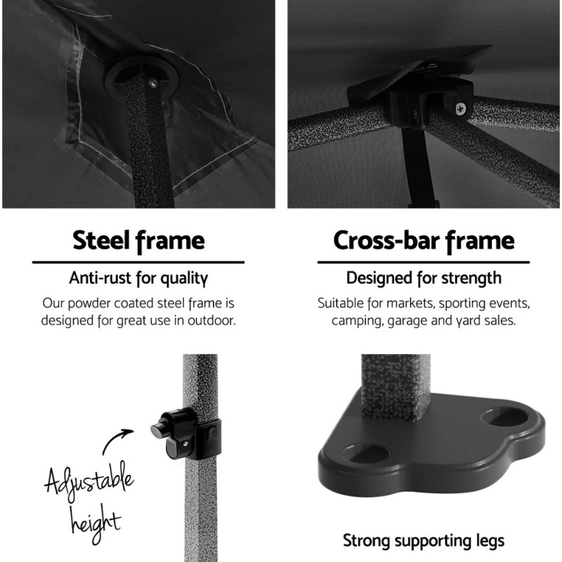 Instahut Gazebo 3x3 Pop Up Marquee Folding Tent Wedding Gazebos Camping Outdoor Shade Canopy Black Instahut Gazebo 3x3 Pop Up Marquee Folding Tent Wedding Gazebos Camping Outdoor Shade Canopy Black