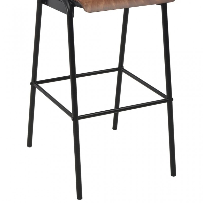 Bar Chairs 2 pcs Brown Solid Plywood Steel Bar Chairs 2 pcs Brown Solid Plywood Steel