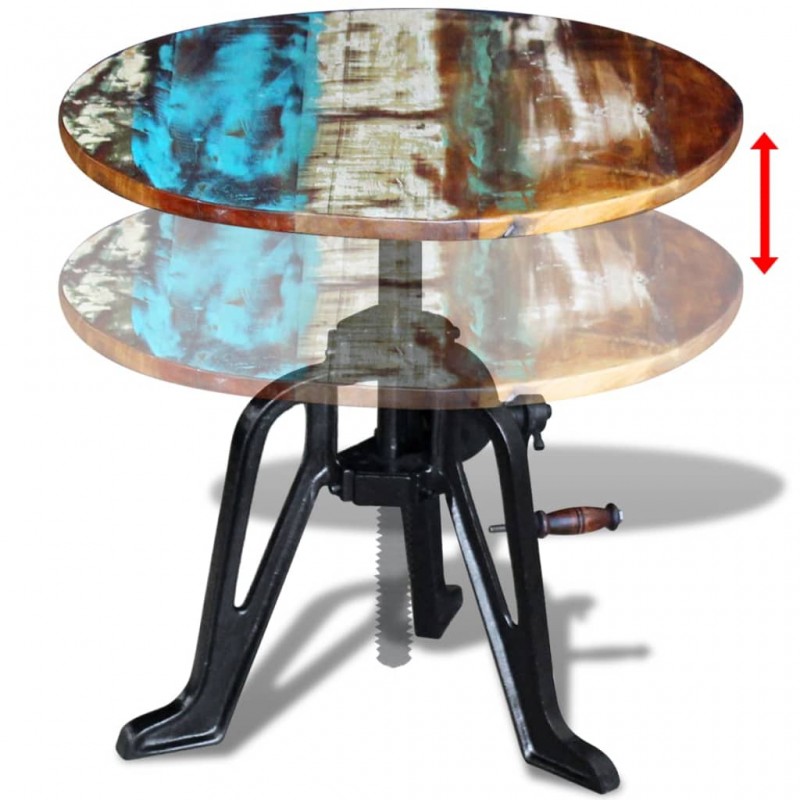 Side Table Solid Reclaimed Wood Cast Iron 60x(42-63) cm Side Table Solid Reclaimed Wood Cast Iron 60x(42-63) cm