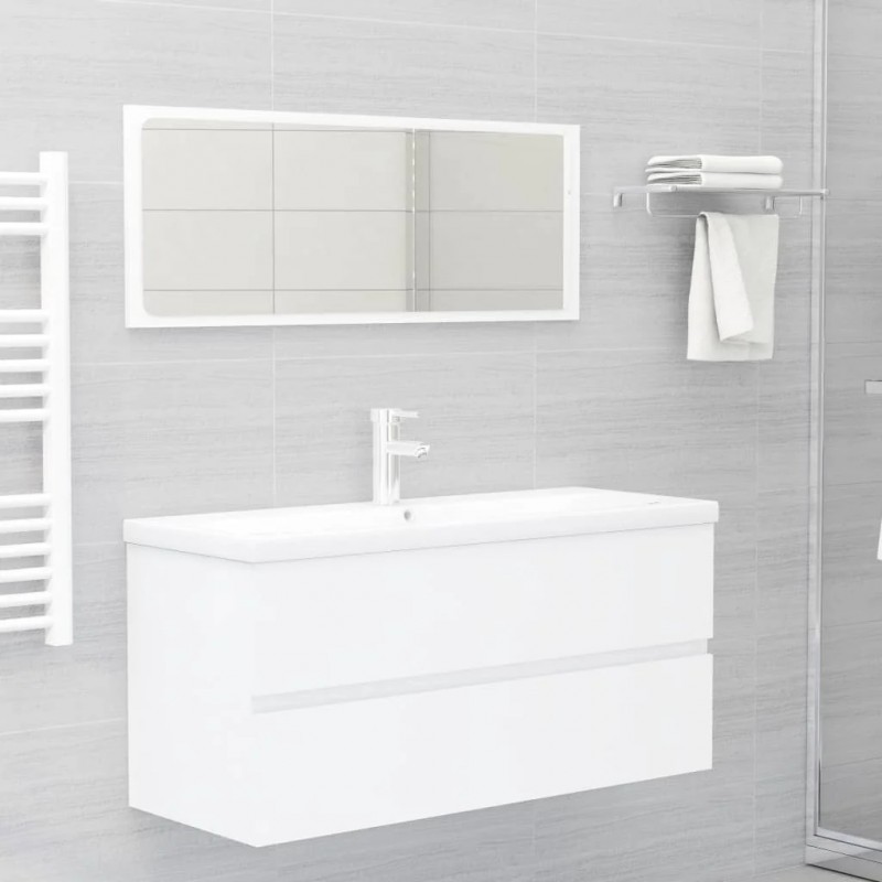 Bathroom Furniture Set White Engineered Wood