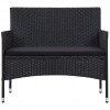 4 Piece Garden Lounge Set with Cushions Poly Rattan Black