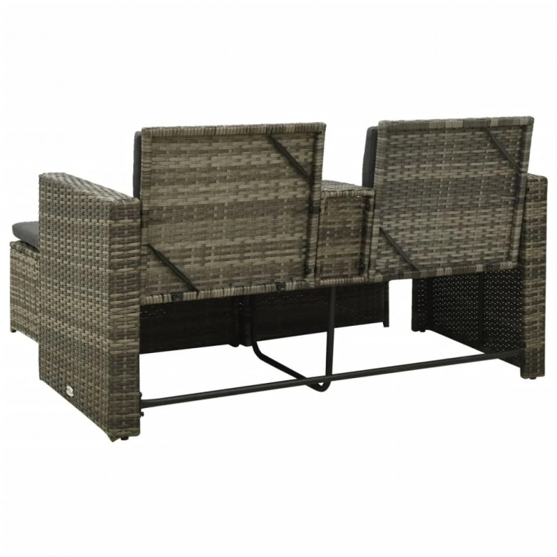 3 Piece Garden Lounge Set with Cushions Poly Rattan Grey 3 Piece Garden Lounge Set with Cushions Poly Rattan Grey