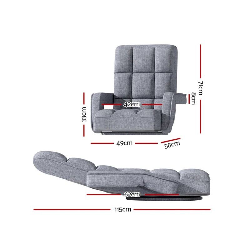 Artiss Floor Lounge Sofa Bed Swivel Grey Artiss Floor Lounge Sofa Bed Swivel Grey