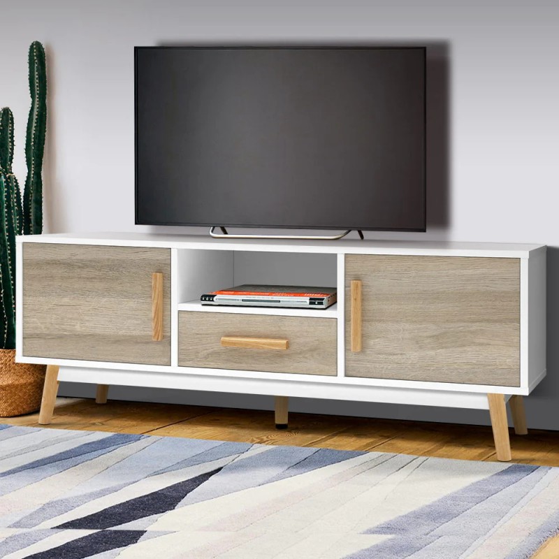Artiss TV Cabinet Entertainment Unit 120cm Wood White Gino Artiss TV Cabinet Entertainment Unit 120cm Wood White Gino