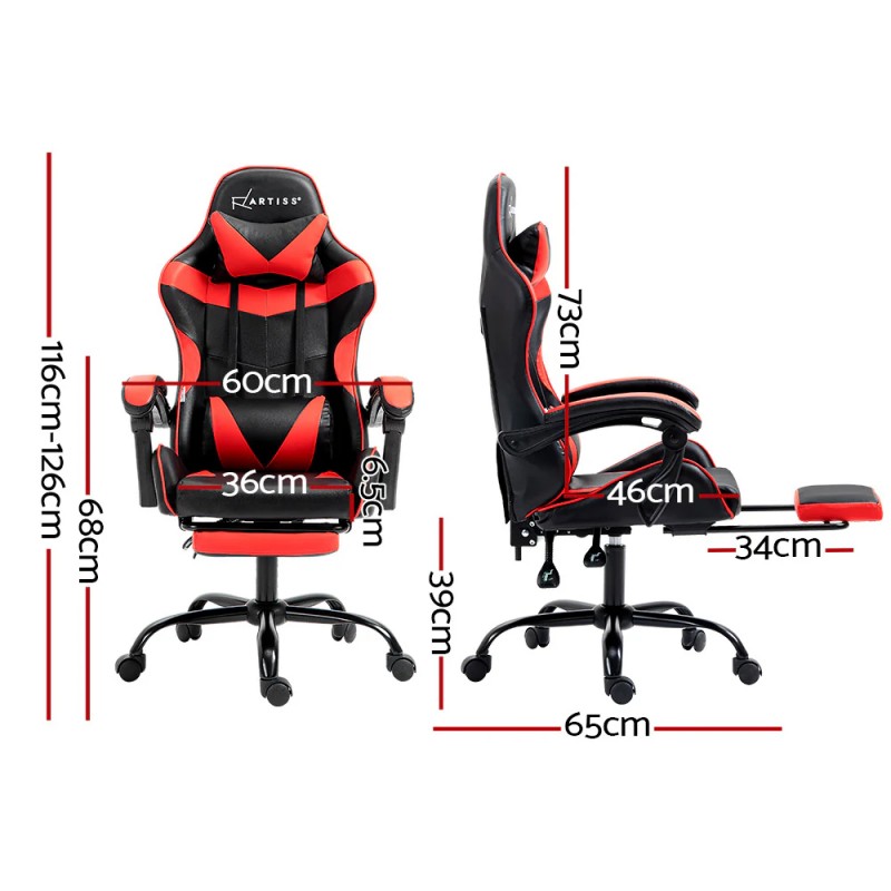 Artiss Gaming Office Chair Recliner Footrest Red Artiss Gaming Office Chair Recliner Footrest Red