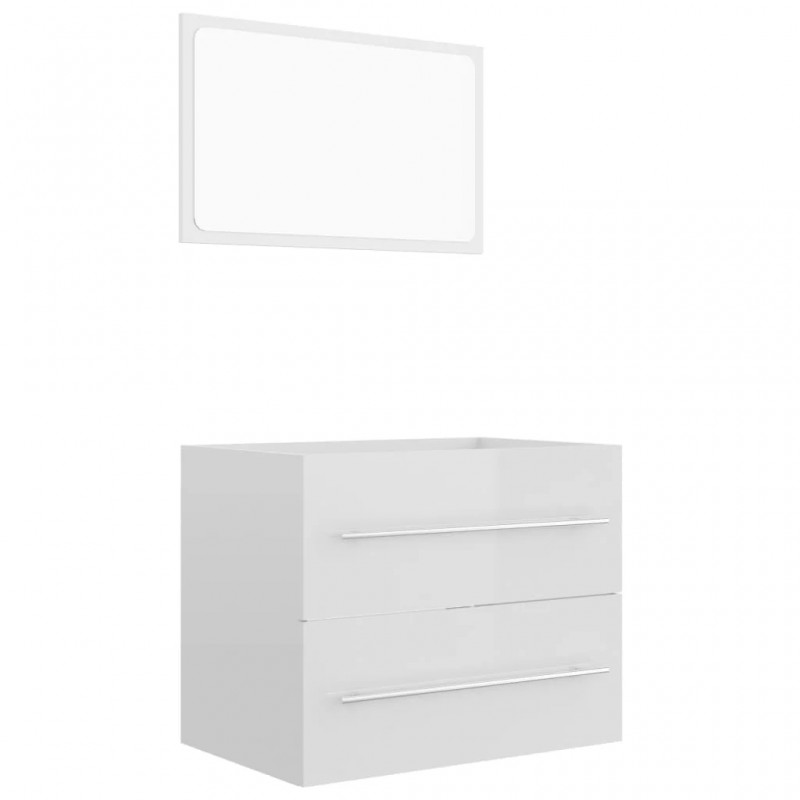 2 Piece Bathroom Furniture Set High Gloss White Engineered Wood 2 Piece Bathroom Furniture Set High Gloss White Engineered Wood