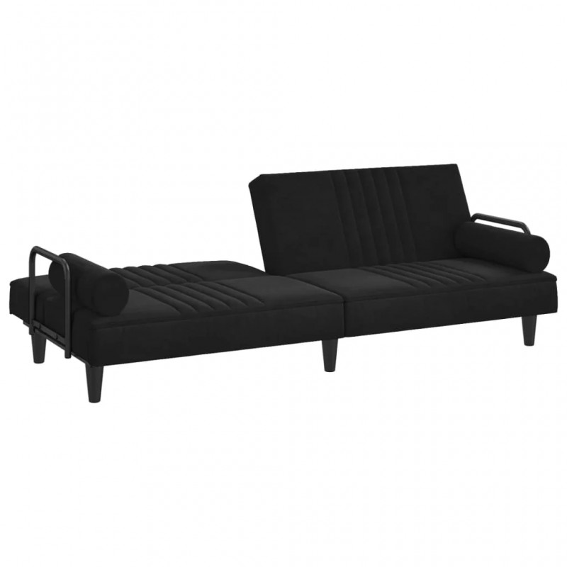 Sofa Bed with Armrests Black Velvet Sofa Bed with Armrests Black Velvet