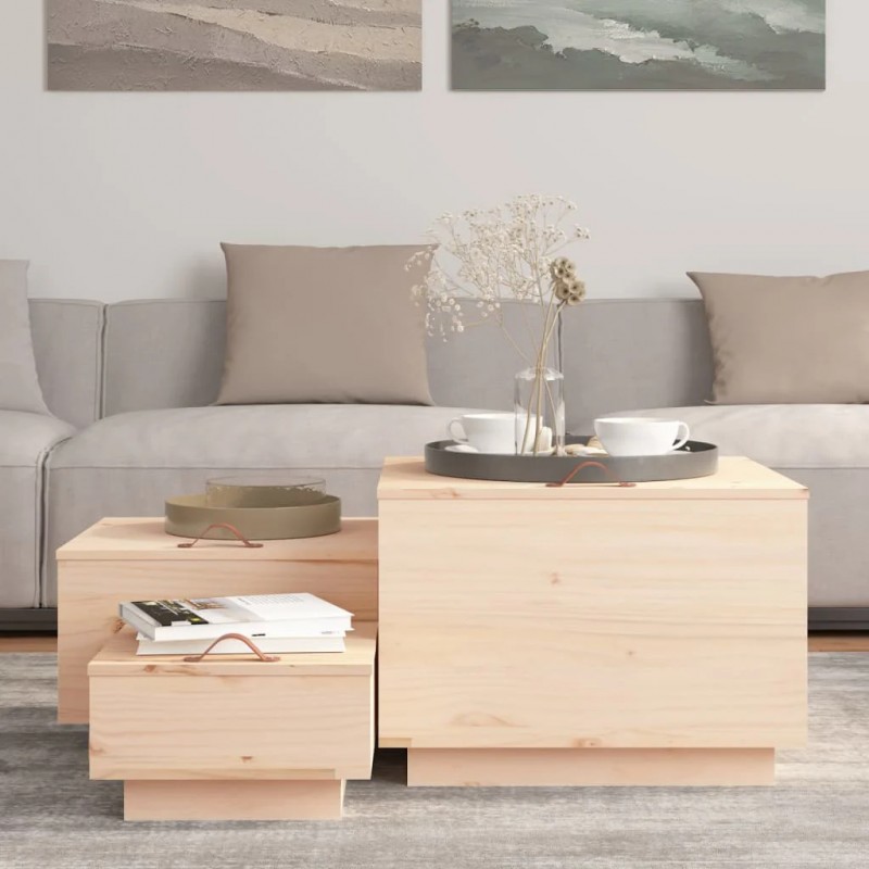 Storage Boxes with Lids 3 pcs Solid Wood Pine Storage Boxes with Lids 3 pcs Solid Wood Pine