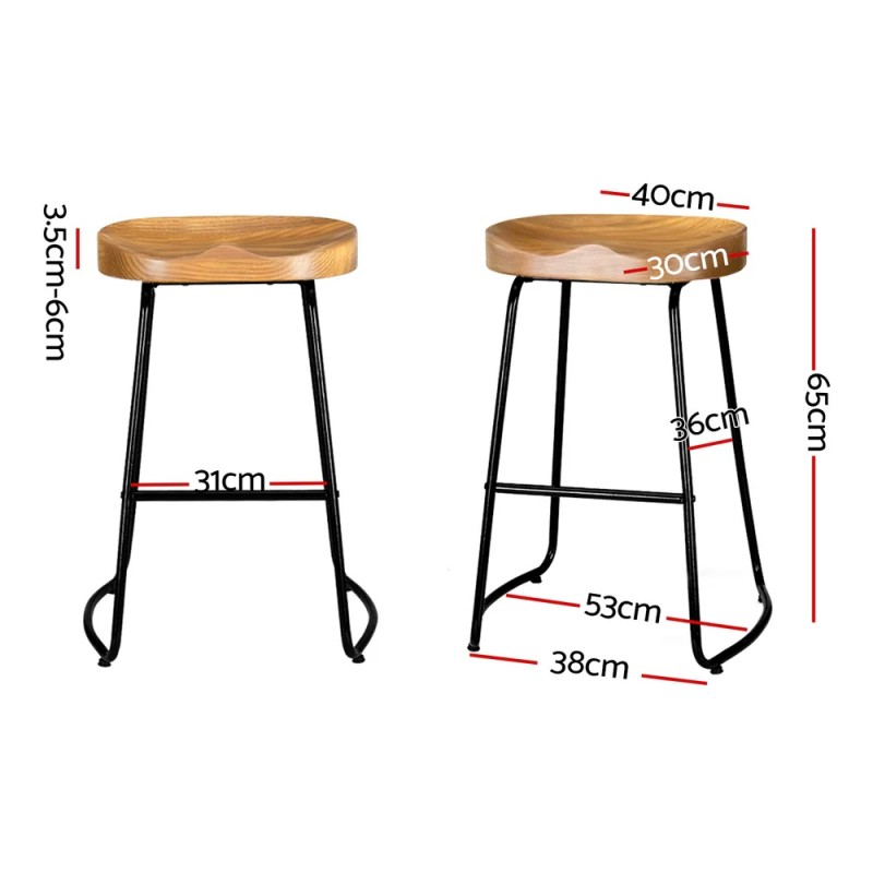 Artiss 4x Bar Stools Tractor Seat 65cm Wooden Artiss 4x Bar Stools Tractor Seat 65cm Wooden