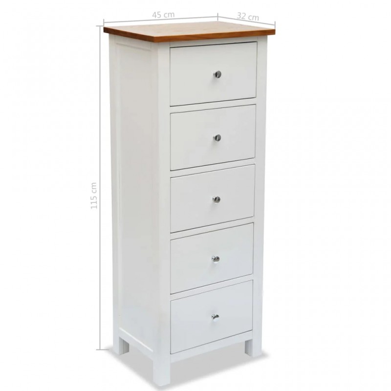Tall Chest of Drawers 45x32x115 cm Solid Oak Wood Tall Chest of Drawers 45x32x115 cm Solid Oak Wood