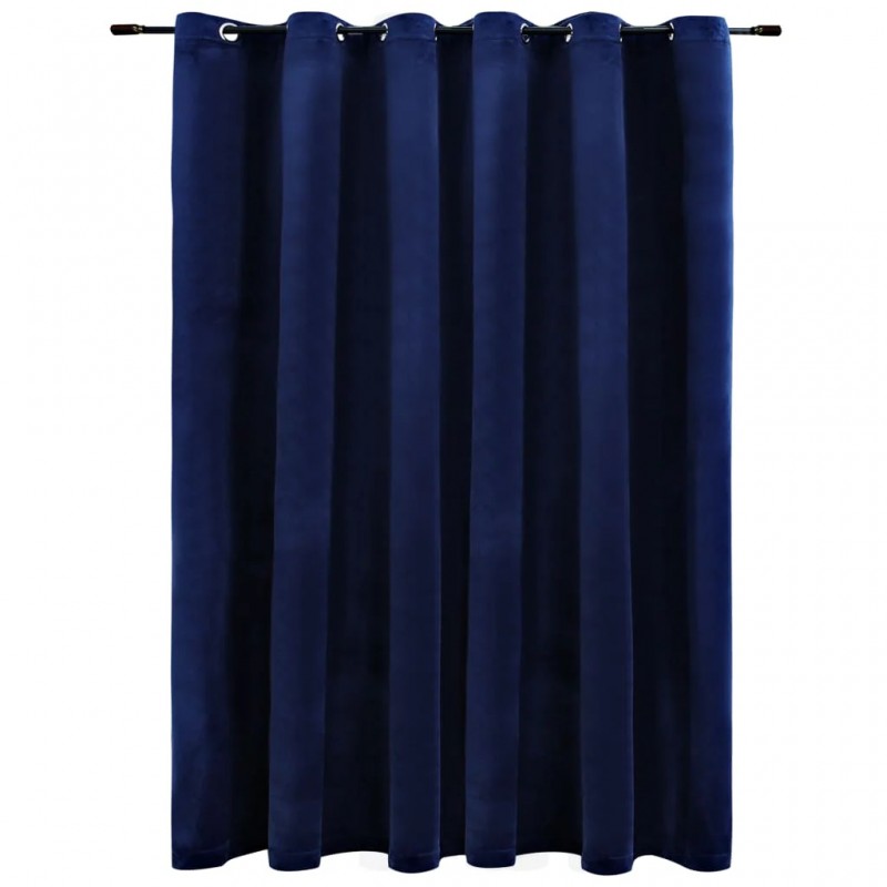 Blackout Curtain with Metal Rings Velvet Dark Blue 290x245 cm Blackout Curtain with Metal Rings Velvet Dark Blue 290x245 cm
