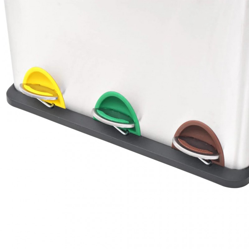 Recycling Pedal Bin Garbage Trash Bin Stainless Steel 24 L Recycling Pedal Bin Garbage Trash Bin Stainless Steel 24 L