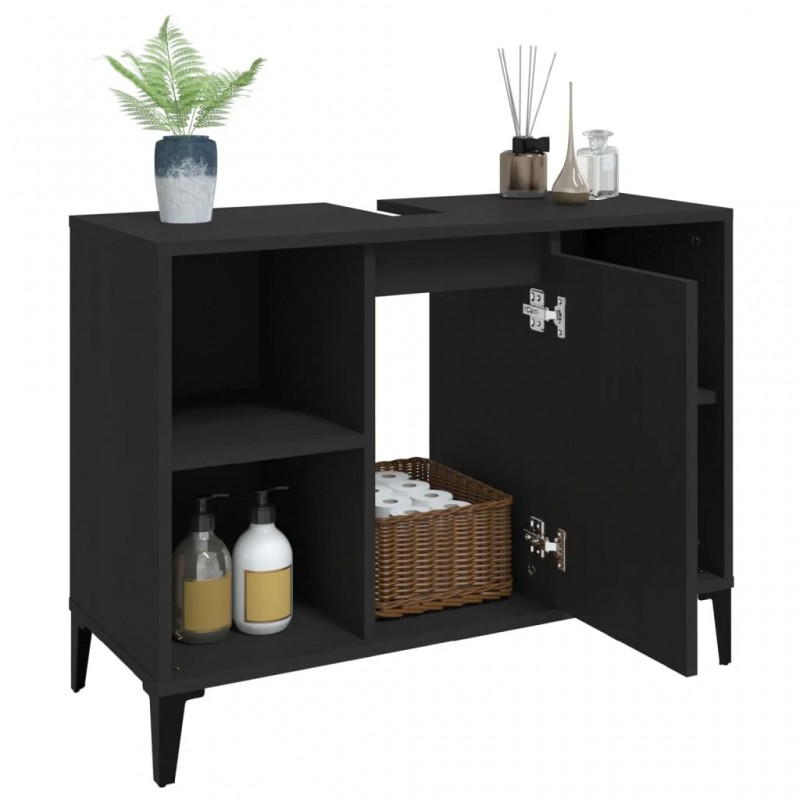 Sink Cabinet Black 80x33x60 cm Engineered Wood Sink Cabinet Black 80x33x60 cm Engineered Wood