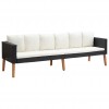 3-Seater Garden Sofa with Cushions Poly Rattan Black