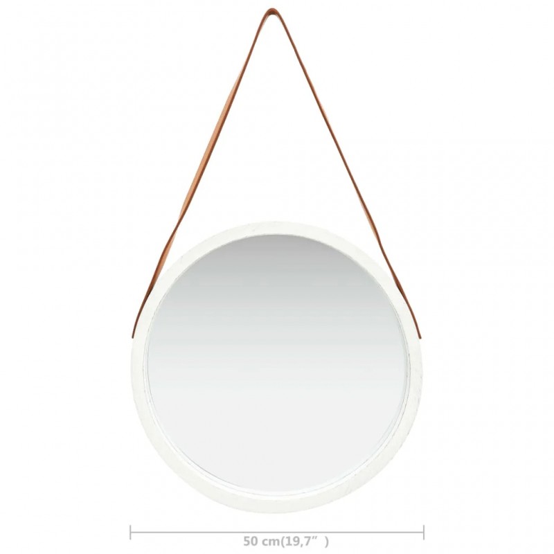 Wall Mirror with Strap 50 cm White Wall Mirror with Strap 50 cm White
