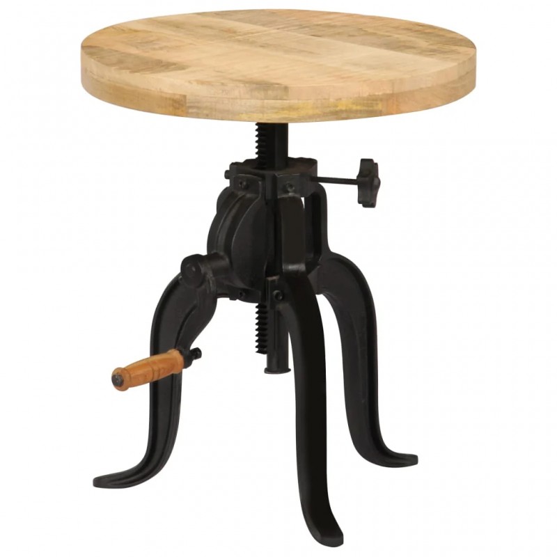 Side Table 45x(45-62) cm Solid Mango Wood and Cast Iron Side Table 45x(45-62) cm Solid Mango Wood and Cast Iron