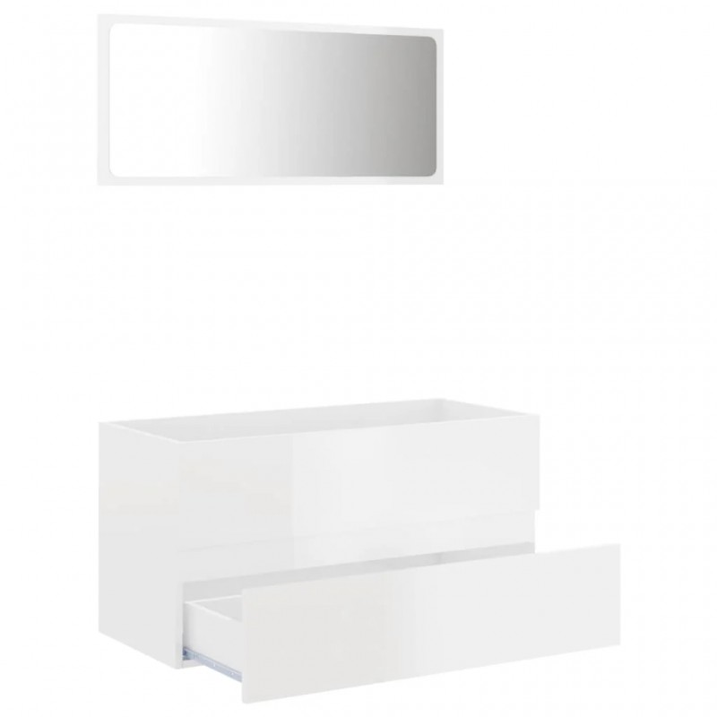 2 Piece Bathroom Furniture Set High Gloss White Engineered Wood 2 Piece Bathroom Furniture Set High Gloss White Engineered Wood
