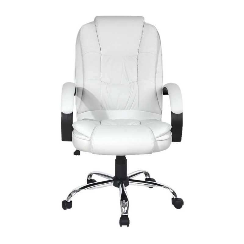 Artiss Executive Office Chair Leather Tilt White Artiss Executive Office Chair Leather Tilt White