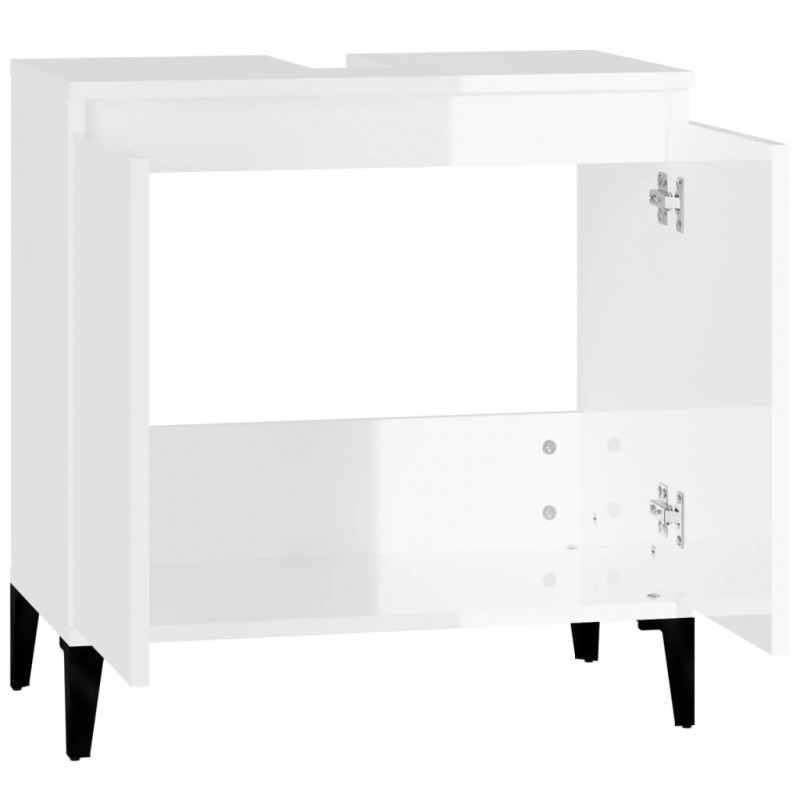 Sink Cabinet High Gloss White 58x33x60 cm Engineered Wood Sink Cabinet High Gloss White 58x33x60 cm Engineered Wood