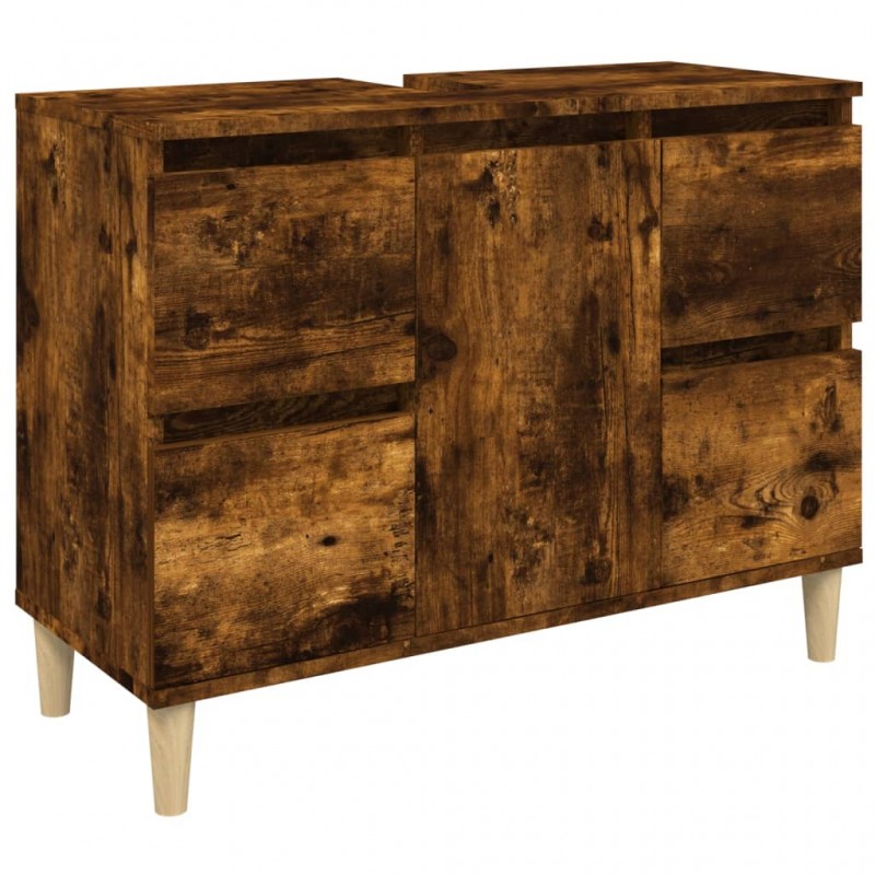 Sink Cabinet Smoked Oak 80x33x60 cm Engineered Wood Sink Cabinet Smoked Oak 80x33x60 cm Engineered Wood