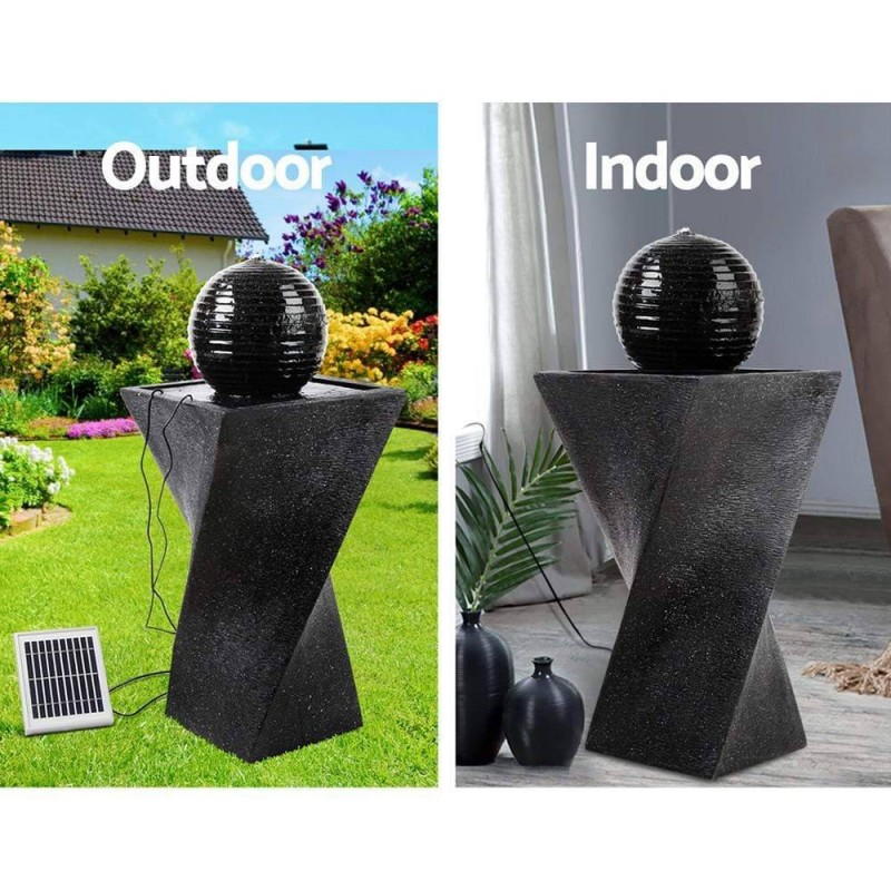 Gardeon Solar Water Feature with LED Lights Black 85cm Gardeon Solar Water Feature with LED Lights Black 85cm
