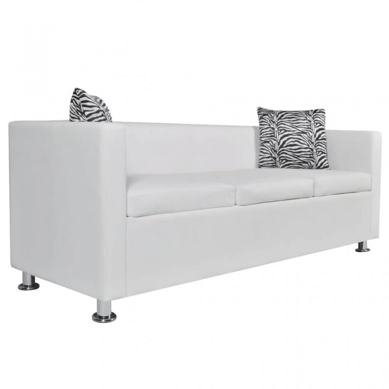 Sofa Set Artificial Leather 3-Seater and 2-Seater White Sofa Set Artificial Leather 3-Seater and 2-Seater White