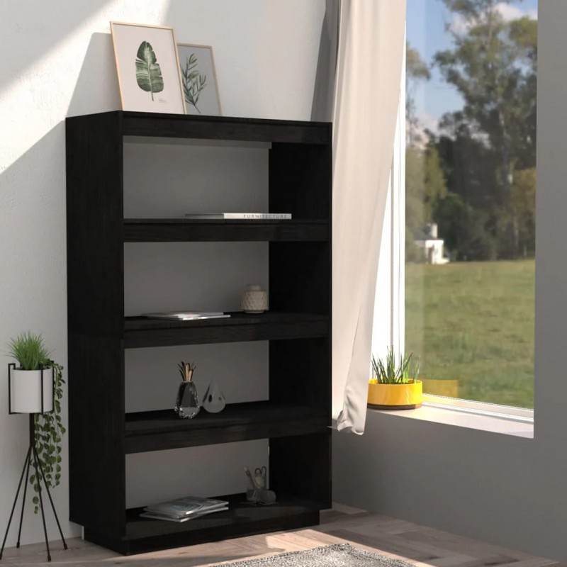 Book Cabinet/Room Divider Black 80x35x135 cm Solid Pinewood Book Cabinet/Room Divider Black 80x35x135 cm Solid Pinewood