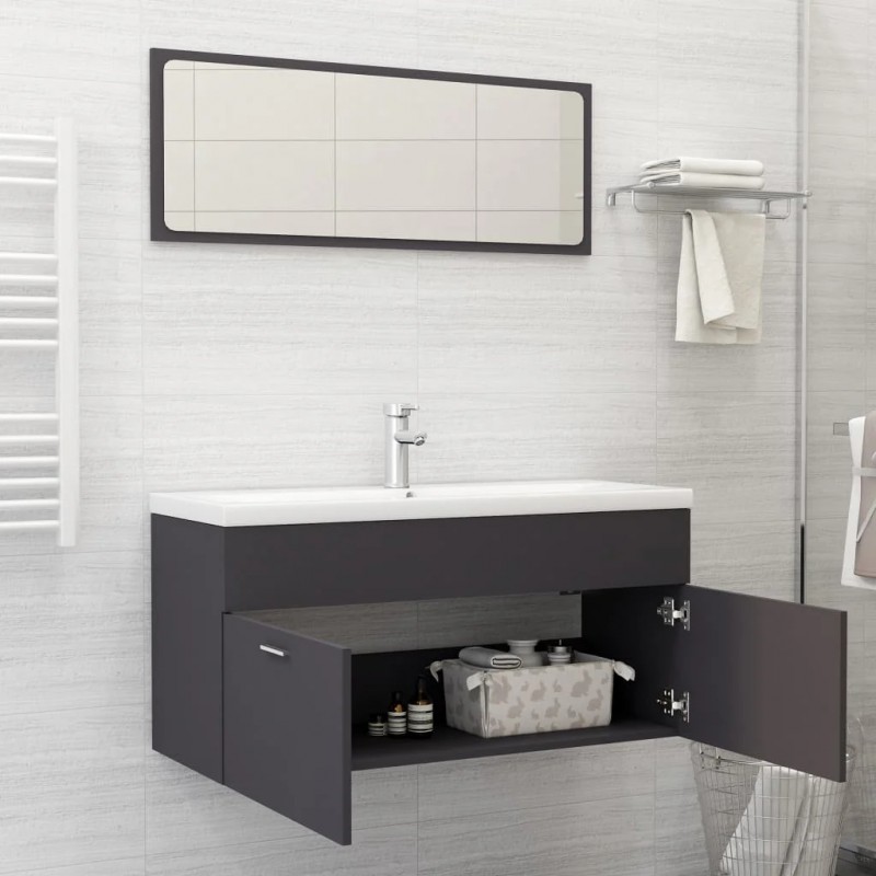 Bathroom Furniture Set Grey Engineered Wood Bathroom Furniture Set Grey Engineered Wood
