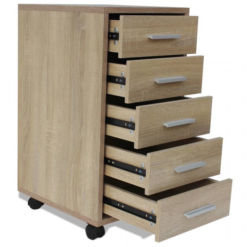 Office Drawer Unit with Castors 5 Drawers Oak Office Drawer Unit with Castors 5 Drawers Oak
