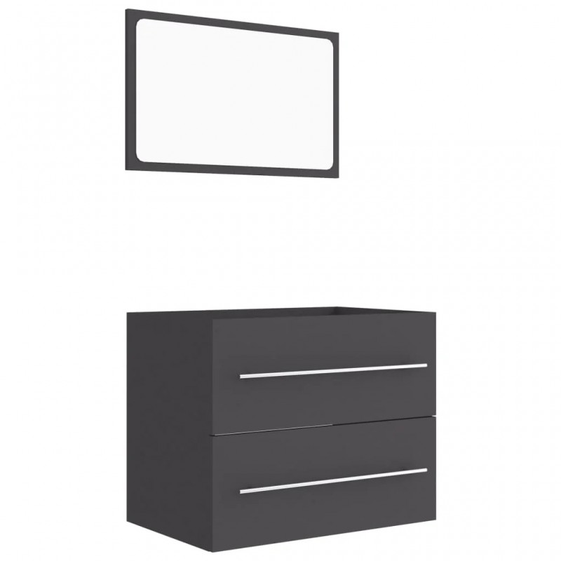 2 Piece Bathroom Furniture Set Grey Engineered Wood 2 Piece Bathroom Furniture Set Grey Engineered Wood