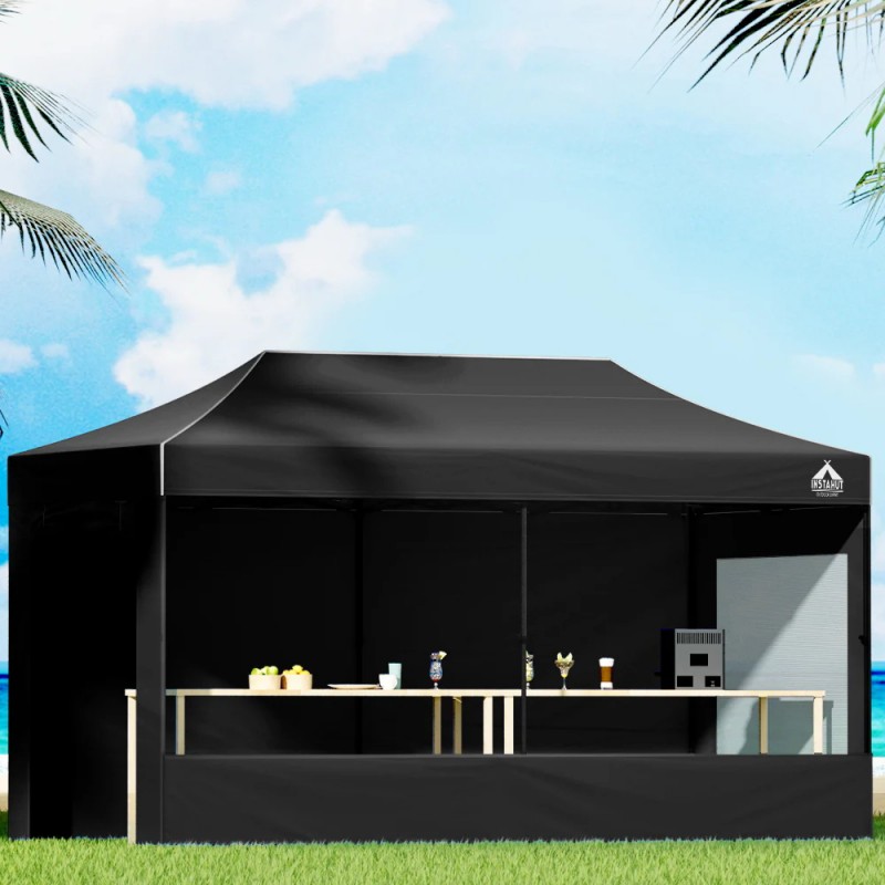 Instahut Gazebo 3x6 Pop Up Marquee Folding Tent Wedding Gazebos Camping Outdoor Shade Canopy Black Instahut Gazebo 3x6 Pop Up Marquee Folding Tent Wedding Gazebos Camping Outdoor Shade Canopy Black