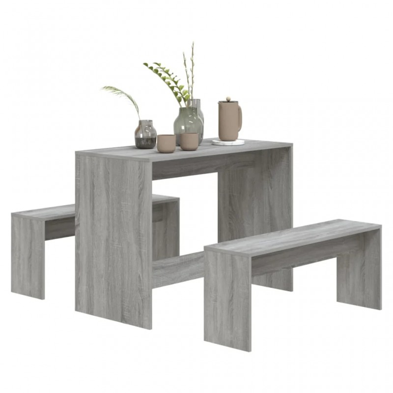3 Piece Dining Set Grey Sonoma Engineered Wood 3 Piece Dining Set Grey Sonoma Engineered Wood