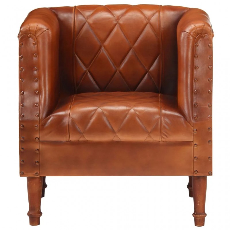 Tub Chair Brown Real Goat Leather Tub Chair Brown Real Goat Leather